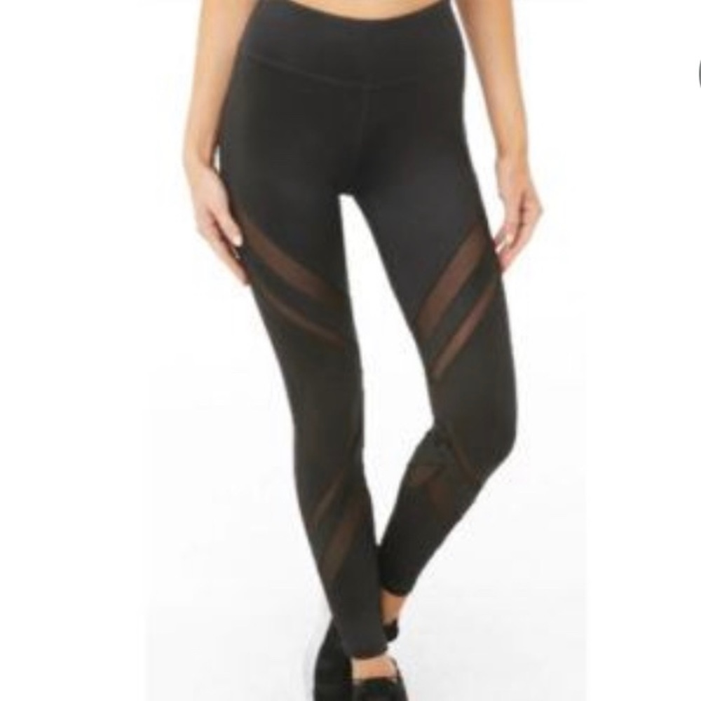Forever 21 black mesh panel high waisted leggings